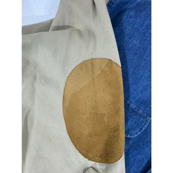 Tango Max Rabb Button Up Shirt Size Large Denim 100% Cotton Elbow Patch READ - Picture 10 of 12